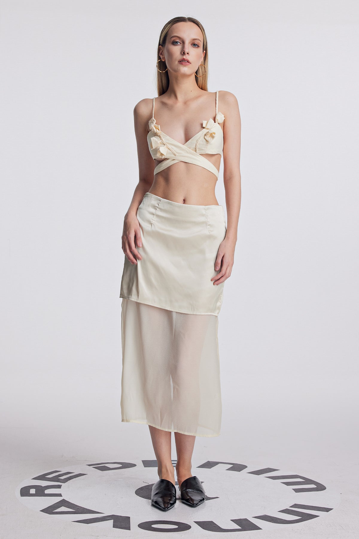 Floral Lace Cross Front Womens Top