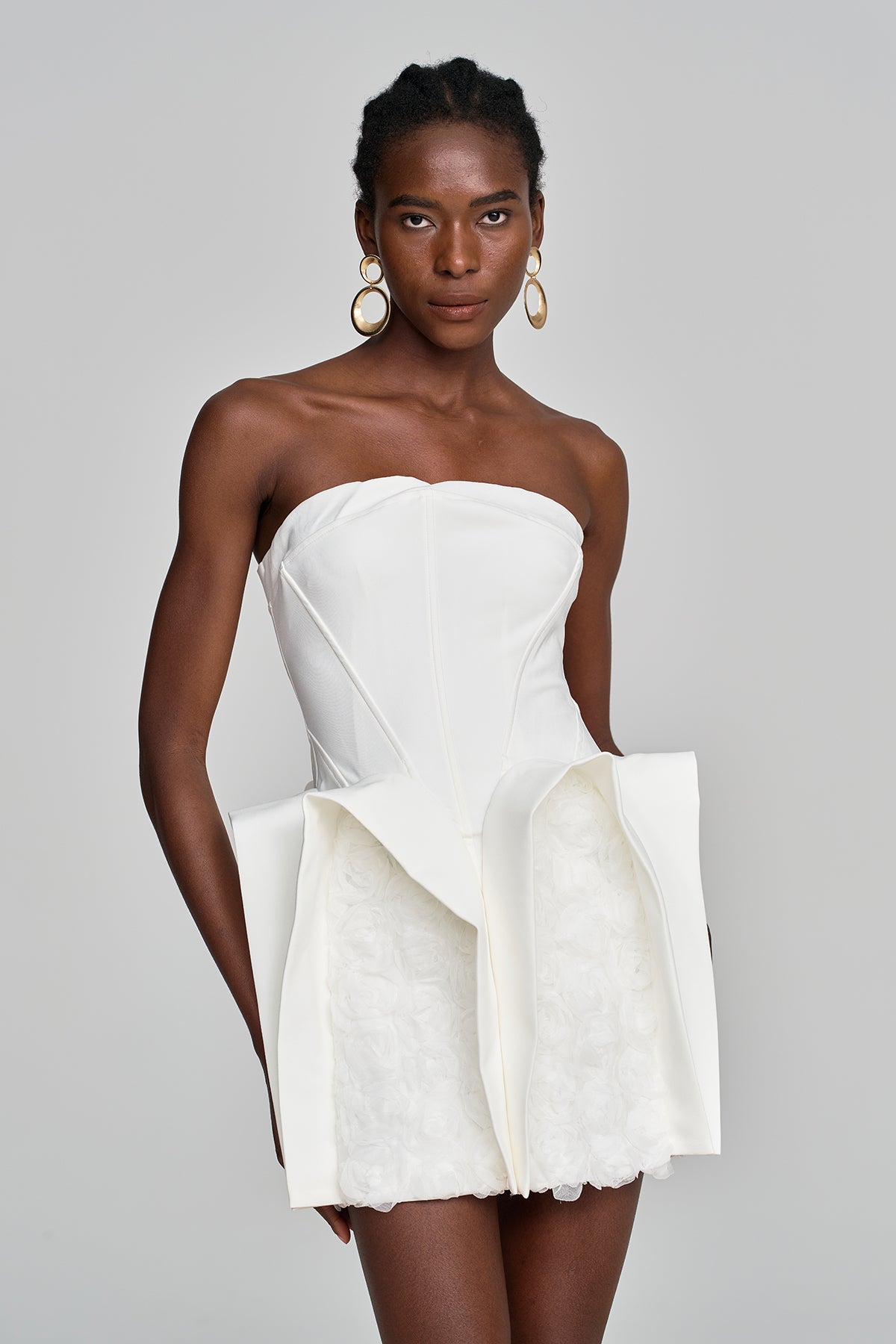 White Deconstructed Flower Mini Dress