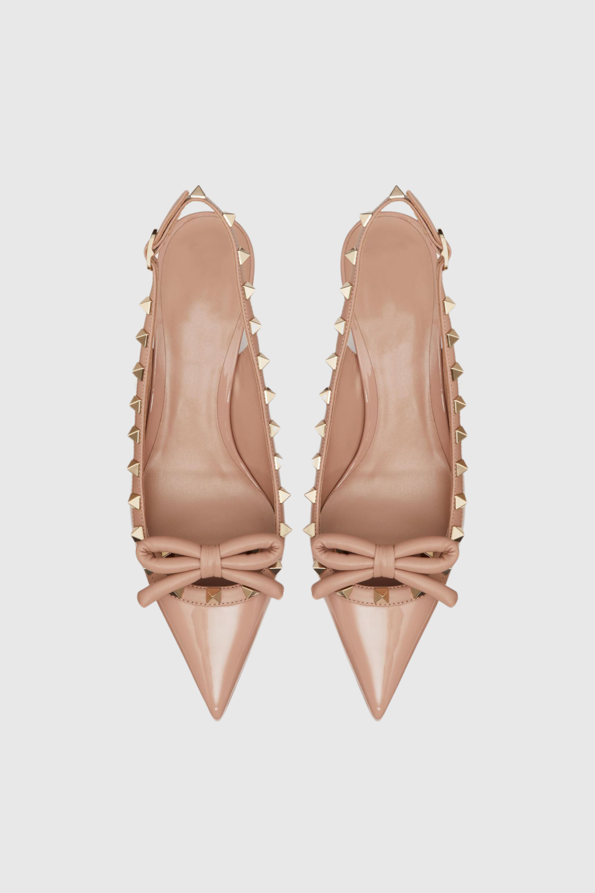 Pink Studded Bow Flats - Elegant Pointed Toe Shoes