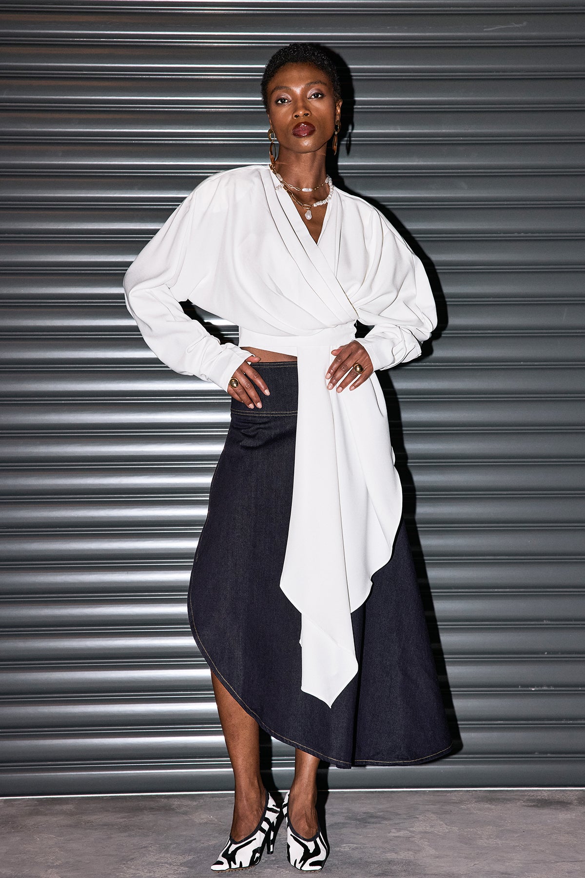 Ruffle Asymmetric Denim Skirt - Playful Elegance & Style