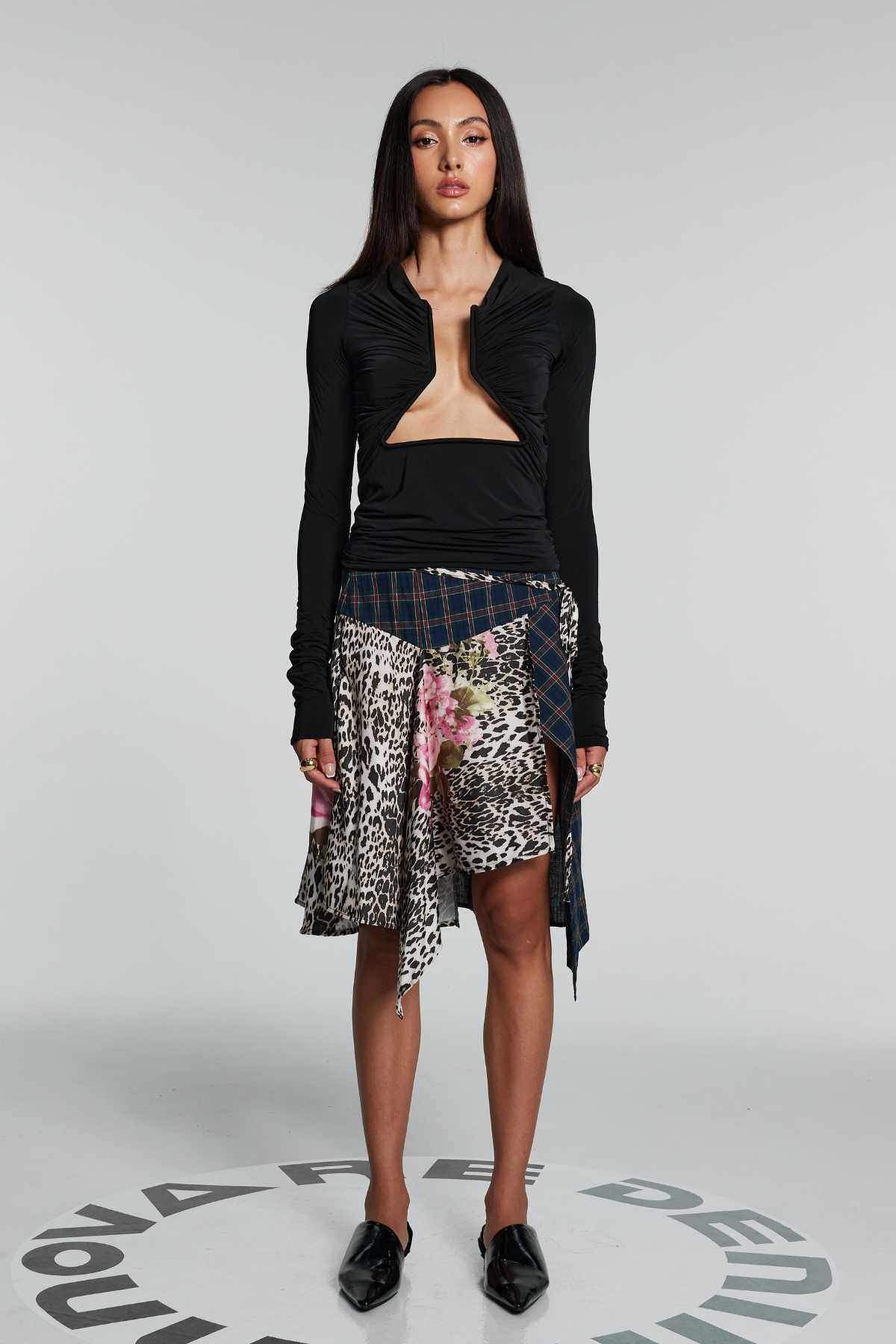 Leopard Print Asymmetric Midi Skirt