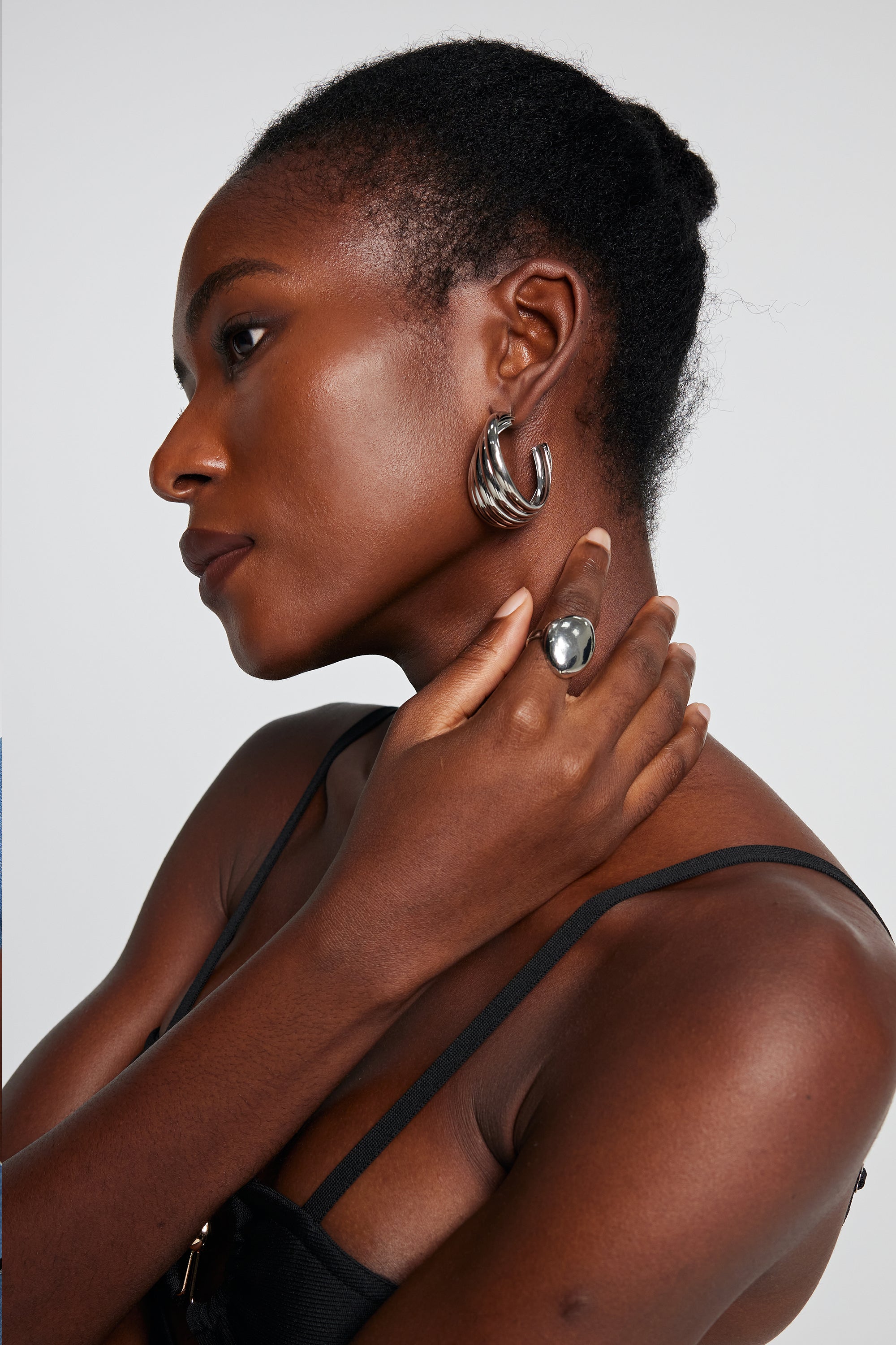 Silver Glossy Asymmetric Drop Rings - Stylish Everyday Jewelry