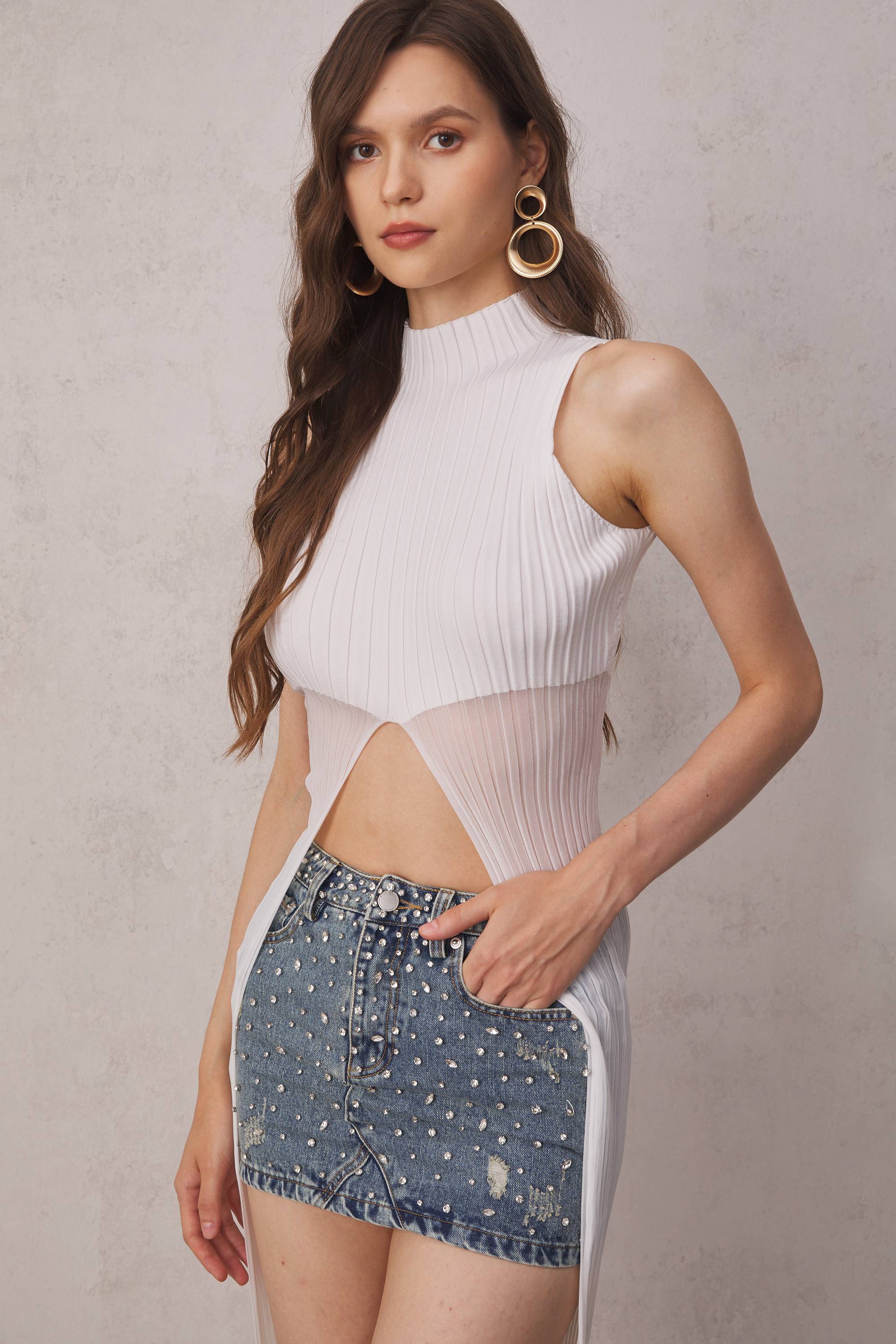 White Knit See-Through Top - Breathable & Sophisticated Style