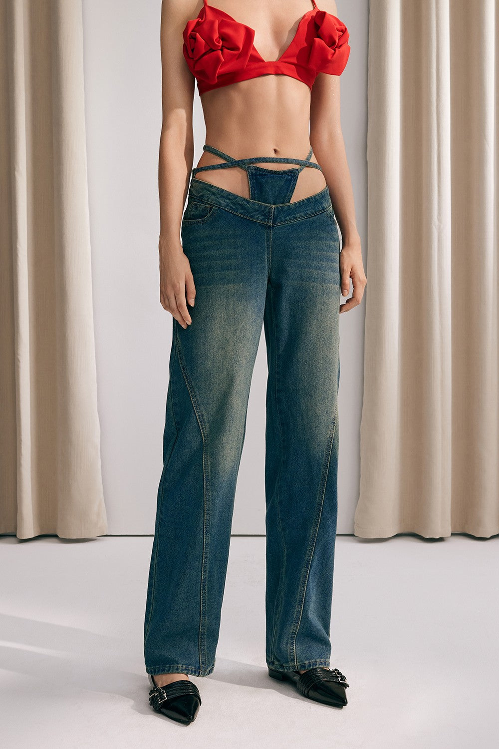 Urban Edge Lace-Up Denim Jeans