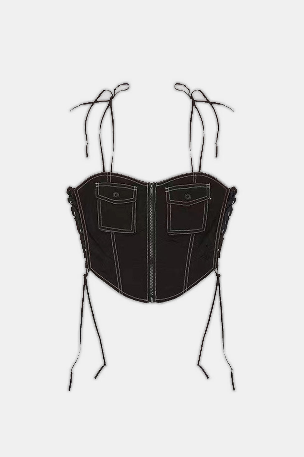 Elegant Lace Up Top in Black | Noelle Design